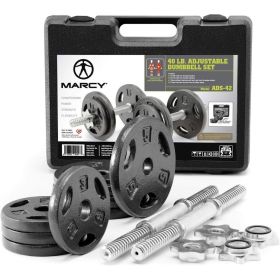 Adjustable Cast Iron Dumbbell Set with Case, Plates, Handles and Collars ADS-42, Chrome, 40 lb.
