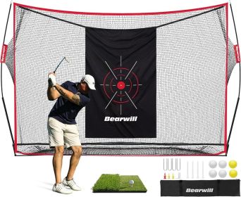 10x7ft Heavy Duty Golf Practice Net with Golf Mat, Target Cloth, 8 Tees, 6 Balls, Carry Bag