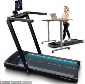 Sportstech 2in1 Treadmill Foldable Walking Pad Under Desk for Home Office | Remote Control + App | Easy Convertible 300lbs Tread